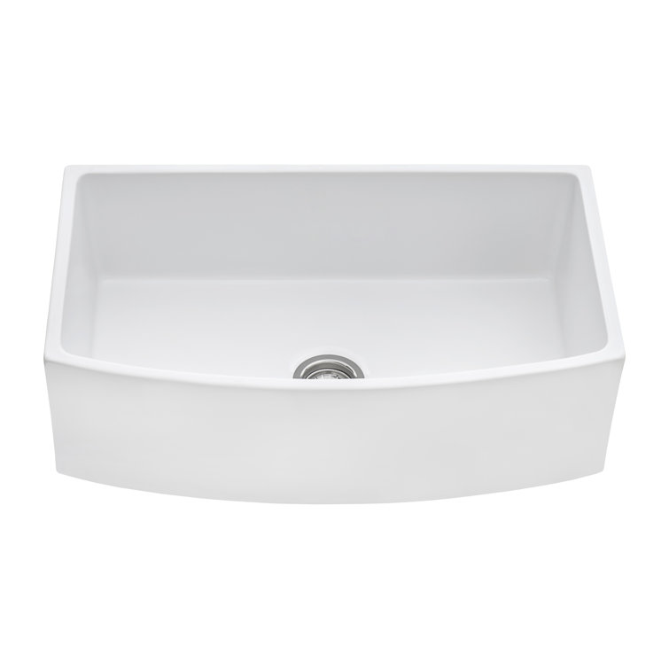White Fireclay Single Bowl Farmhouse Kitchen Sink, 33 inches