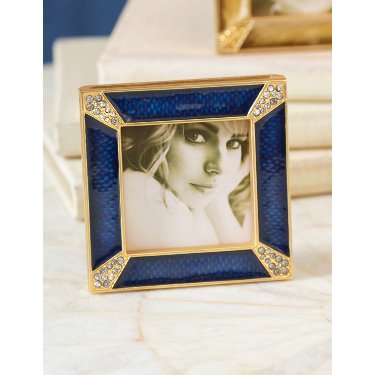 Navy and Gold Glass Square Tabletop Frame