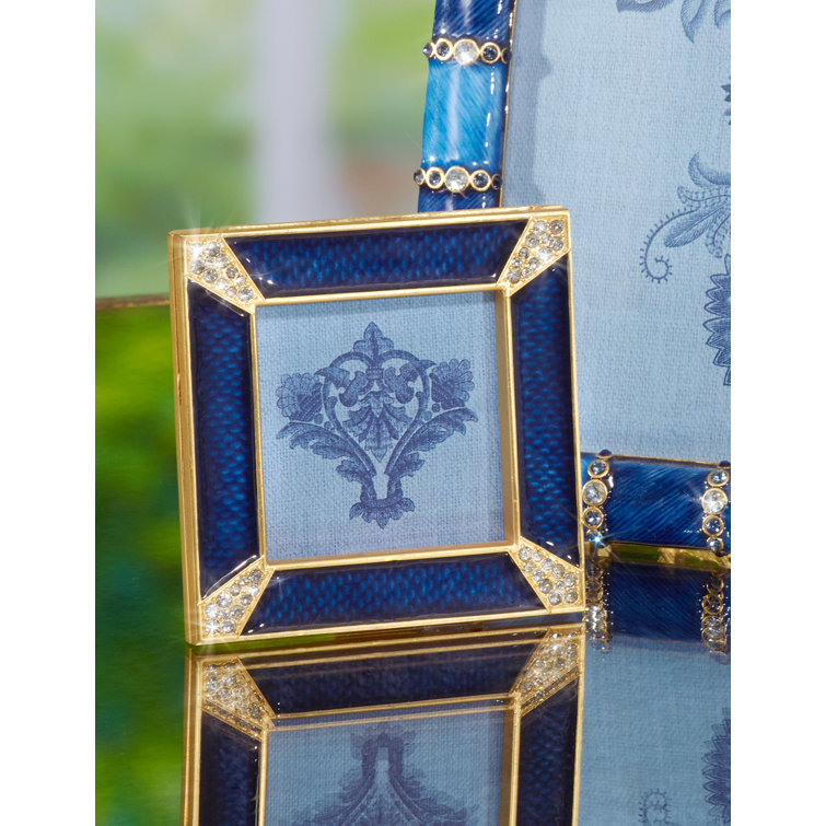 Navy and Gold Glass Square Tabletop Frame