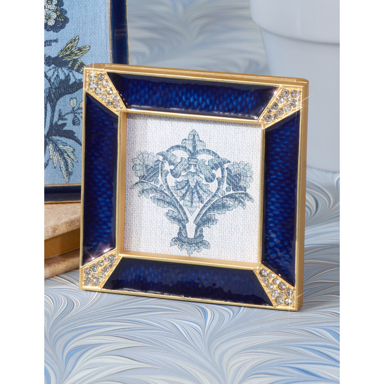Navy and Gold Glass Square Tabletop Frame
