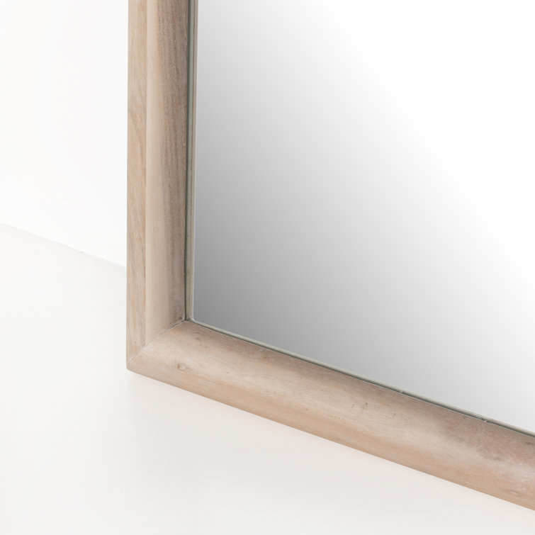 Elegant Full-Length Whitewash Acacia Wood Rectangular Mirror