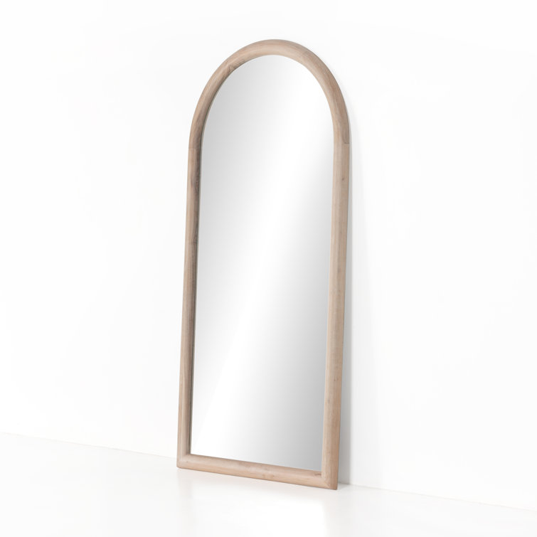 Elegant Full-Length Whitewash Acacia Wood Rectangular Mirror