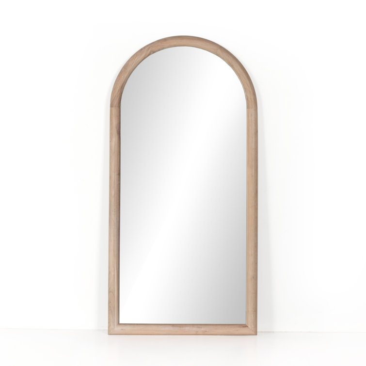 Elegant Full-Length Whitewash Acacia Wood Rectangular Mirror