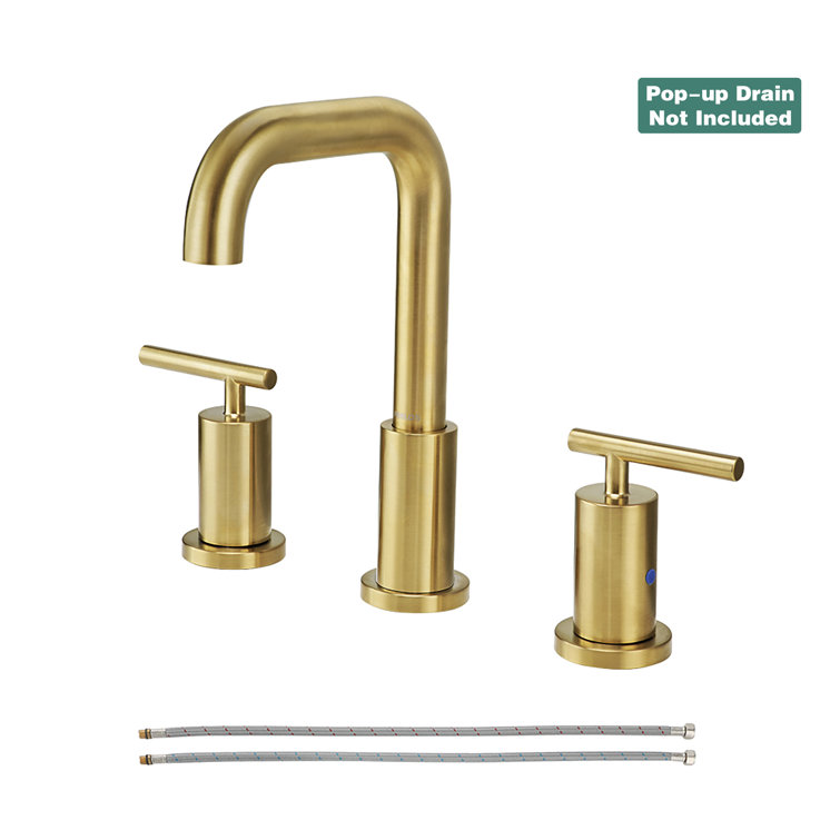 Brushed Gold Nickel Widespread Bathroom Faucet with Dual Handles