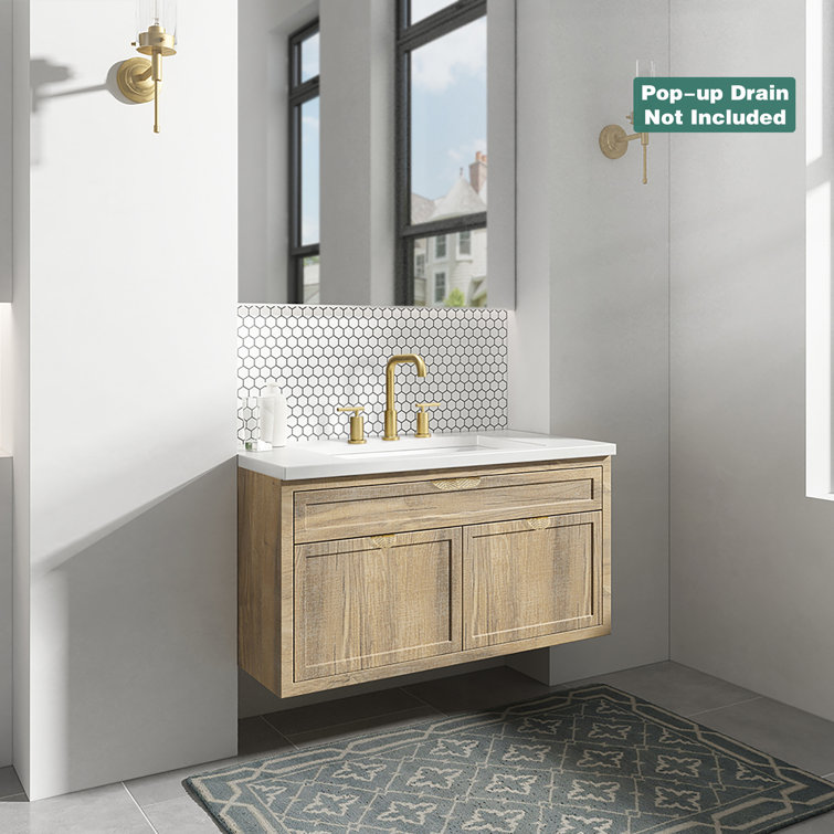 Brushed Gold Nickel Widespread Bathroom Faucet with Dual Handles
