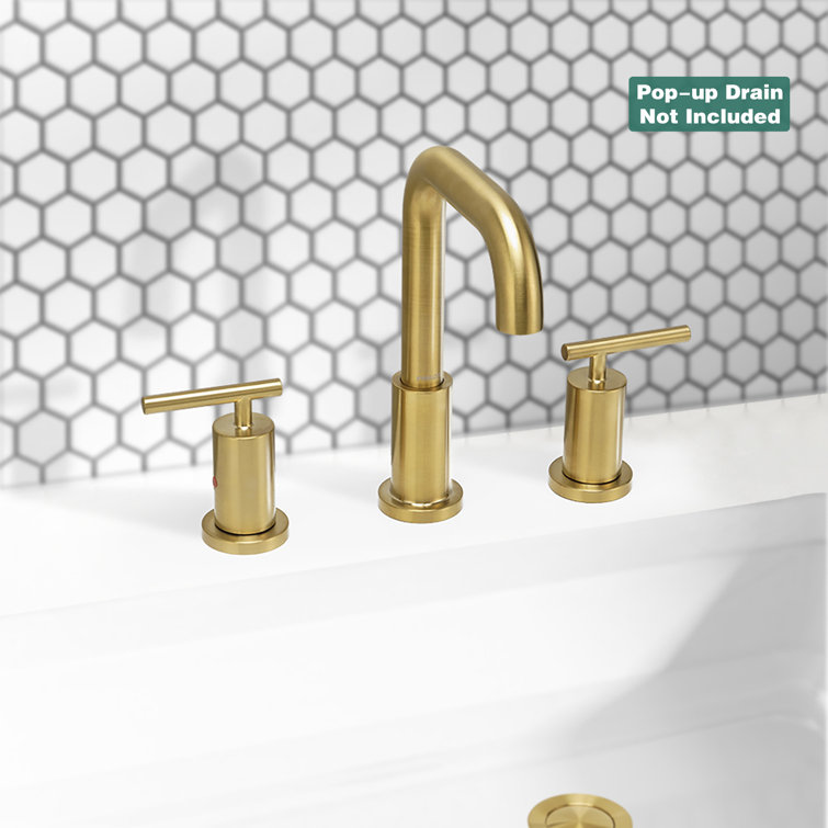 Brushed Gold Nickel Widespread Bathroom Faucet with Dual Handles
