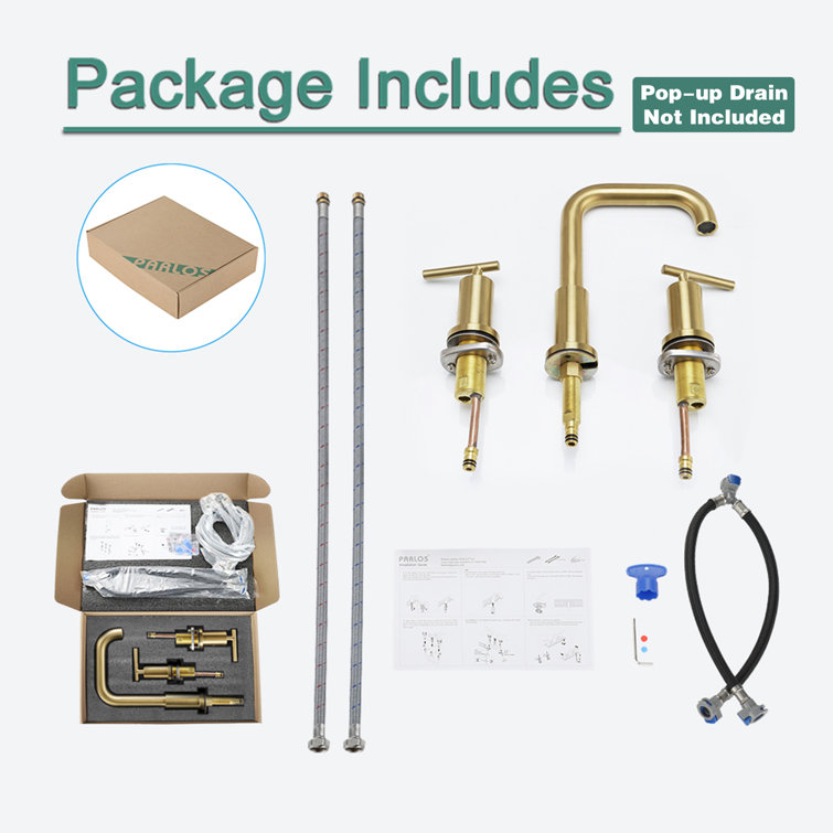 Brushed Gold Nickel Widespread Bathroom Faucet with Dual Handles