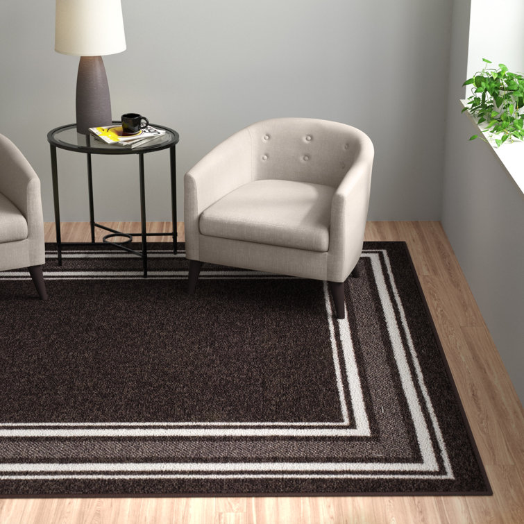 Brown and White Non-Slip Synthetic Rectangular Area Rug 8' x 10'