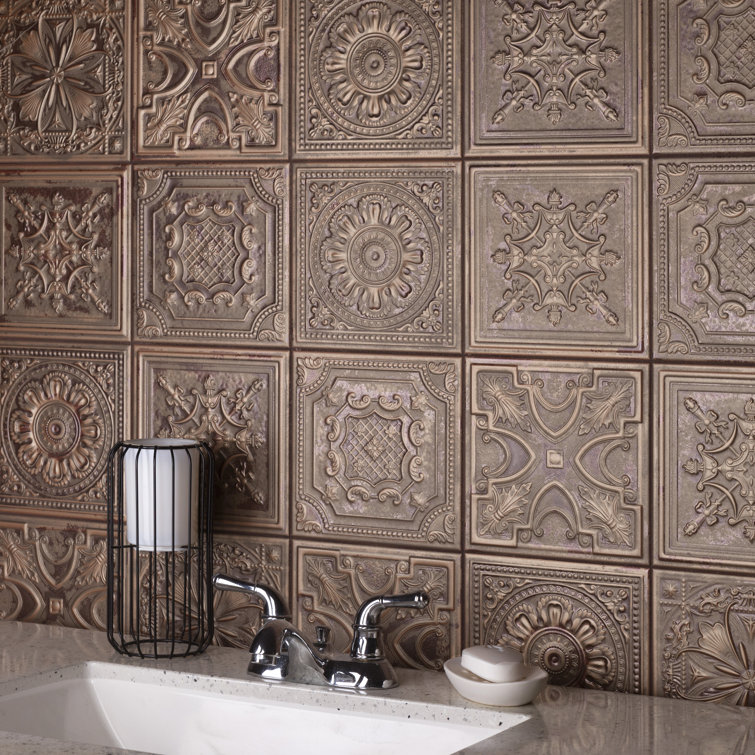 Fitz Copper 8" x 8" Embossed Ceramic Wall Tile