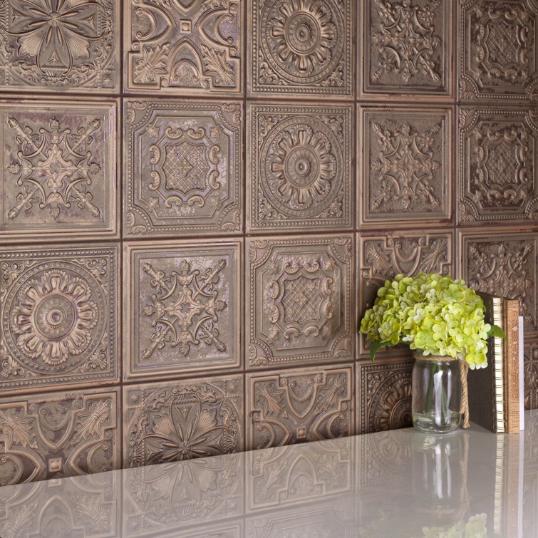 Fitz Copper 8" x 8" Embossed Ceramic Wall Tile