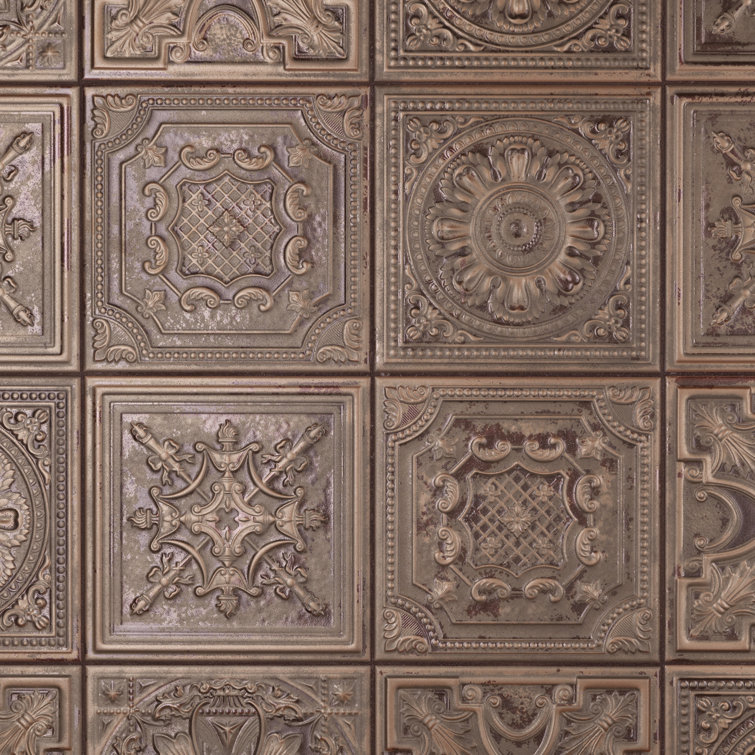 Fitz Copper 8" x 8" Embossed Ceramic Wall Tile
