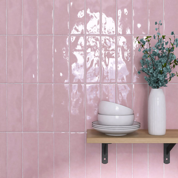 Borgo Pink Polished Porcelain Subway Wall and Floor Tile