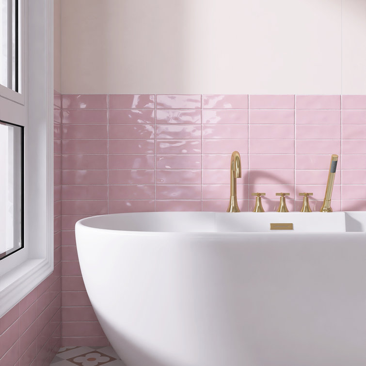 Borgo Pink Polished Porcelain Subway Wall and Floor Tile