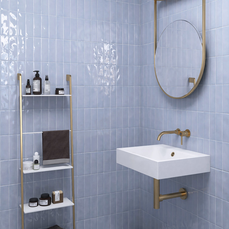 Sky Blue Glossy Porcelain Rectangular Wall and Floor Tile