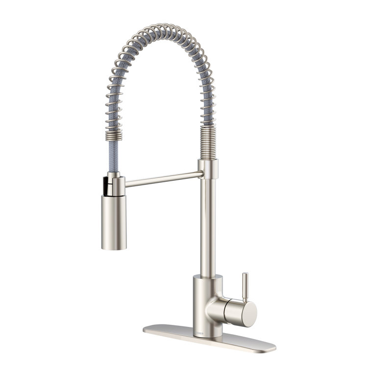 Stainless Steel Single Handle Pre-Rinse Kitchen Faucet with Pull-out Spray