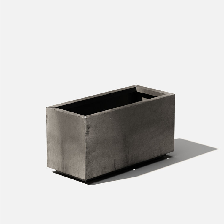 Sleek Deep Brown Corten Steel Rectangular Planter Box