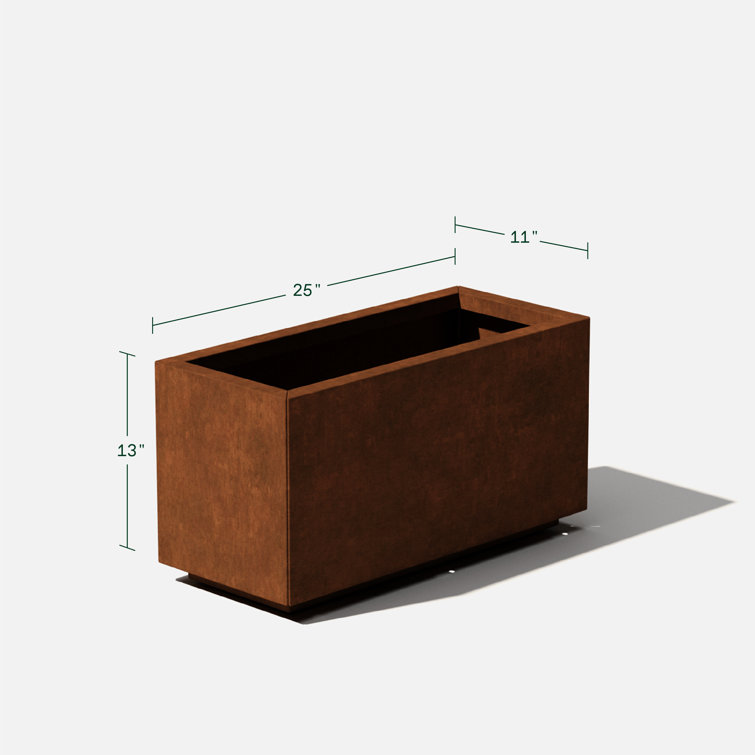 Sleek Deep Brown Corten Steel Rectangular Planter Box