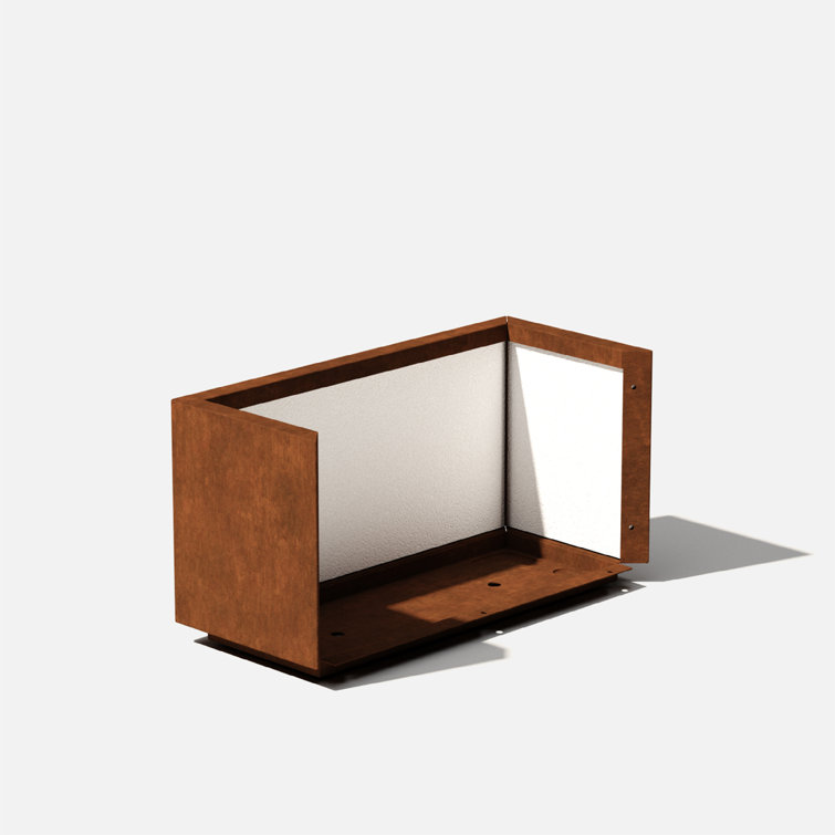 Sleek Deep Brown Corten Steel Rectangular Planter Box