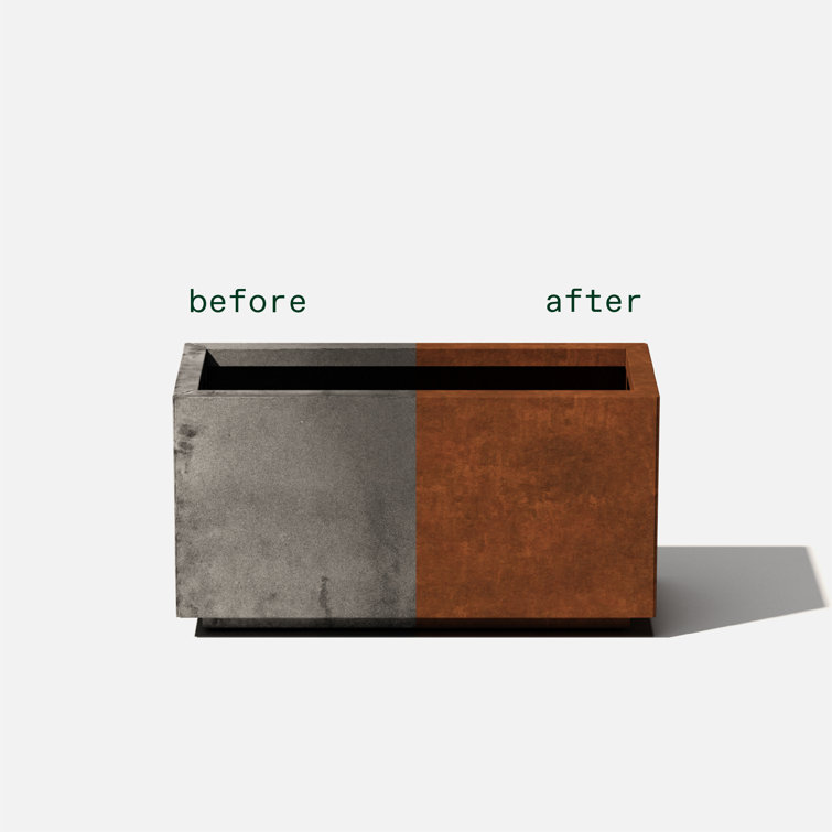 Sleek Deep Brown Corten Steel Rectangular Planter Box