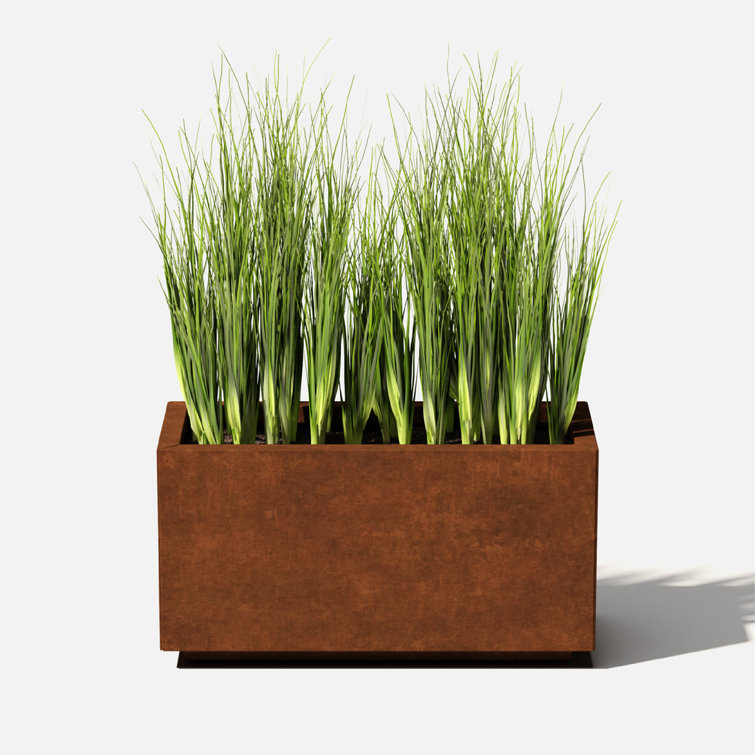 Sleek Deep Brown Corten Steel Rectangular Planter Box
