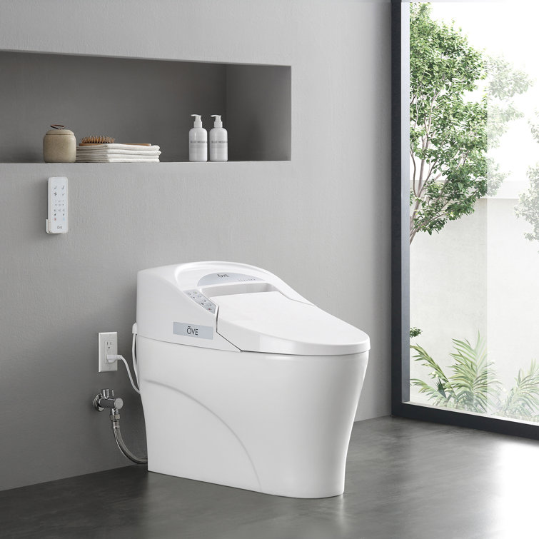 White High Efficiency One-Piece Smart Bidet Toilet with Remote Control