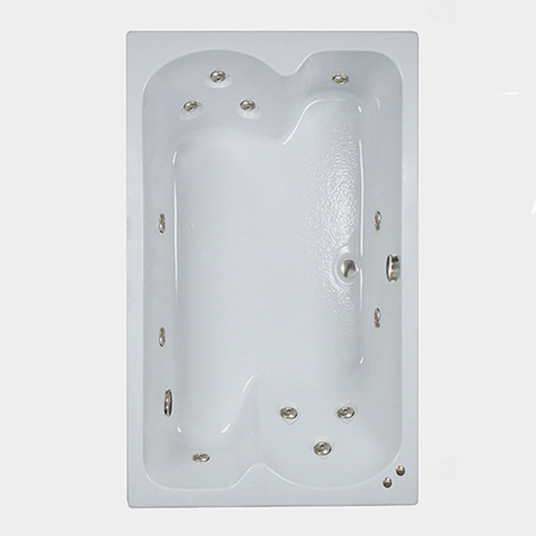 Designer White Acrylic 60'' x 43'' Drop-In Whirlpool Tub