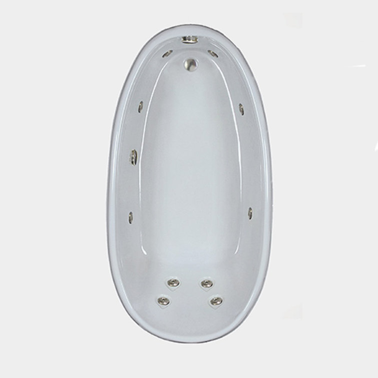72'' White Acrylic Drop-In Whirlpool Bathtub with Jets