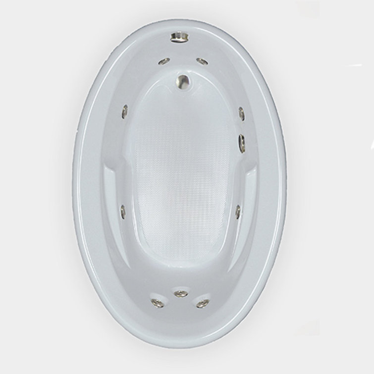 White Oval Acrylic Drop-In Whirlpool Bathtub with Jets