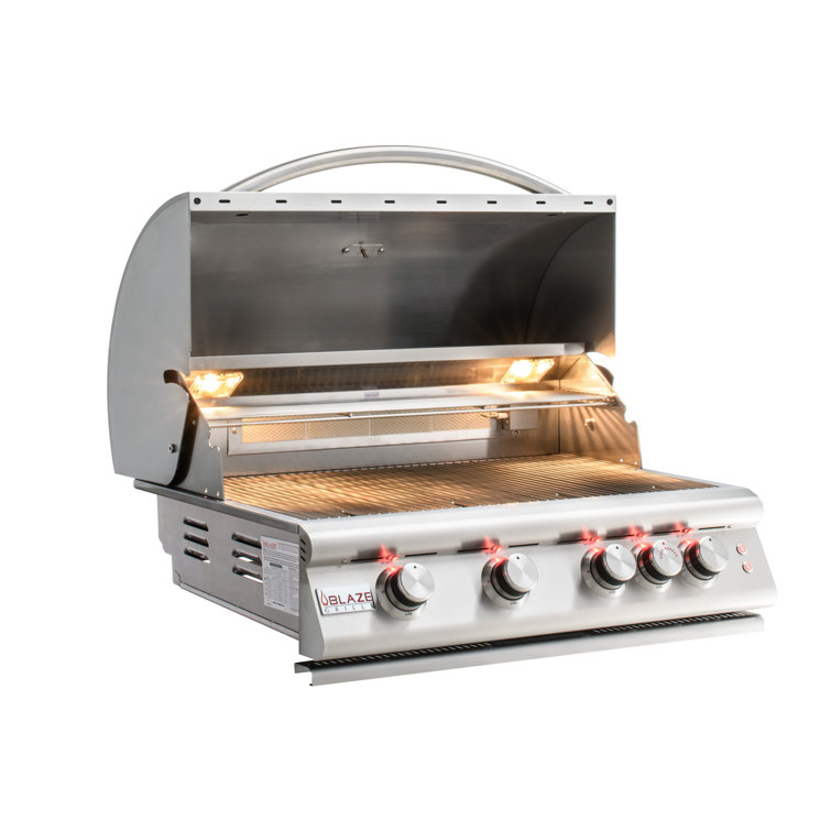 32-Inch Stainless Steel Built-In Propane Gas Grill with Rotisserie