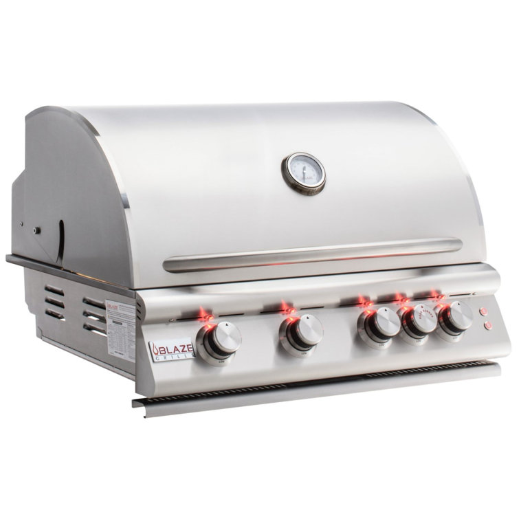 32-Inch Stainless Steel Built-In Propane Gas Grill with Rotisserie
