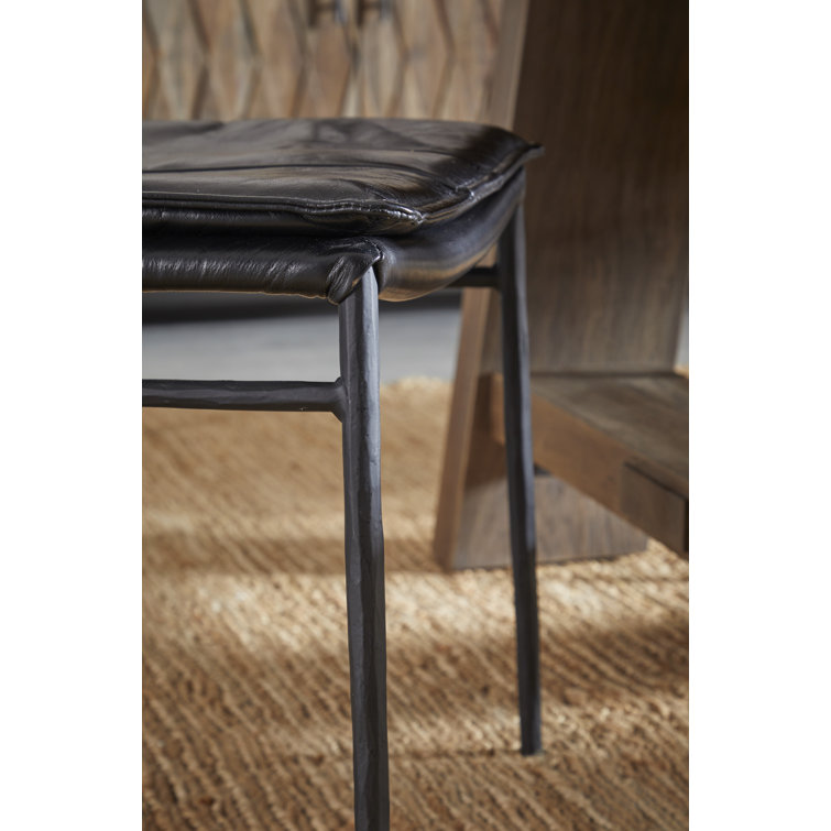 Transitional Black Leather Saddle-Style 26" Counter Stool