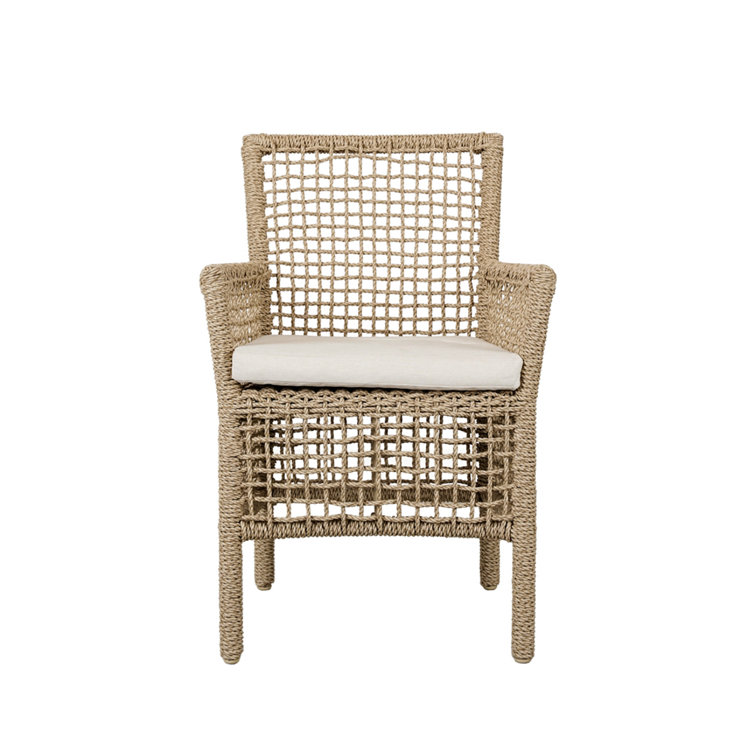 Natural Woven Hyacinth and Aluminum Dining Chair