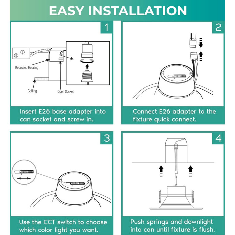4'' White LED Smart Recessed Lighting Kit with Voice Control