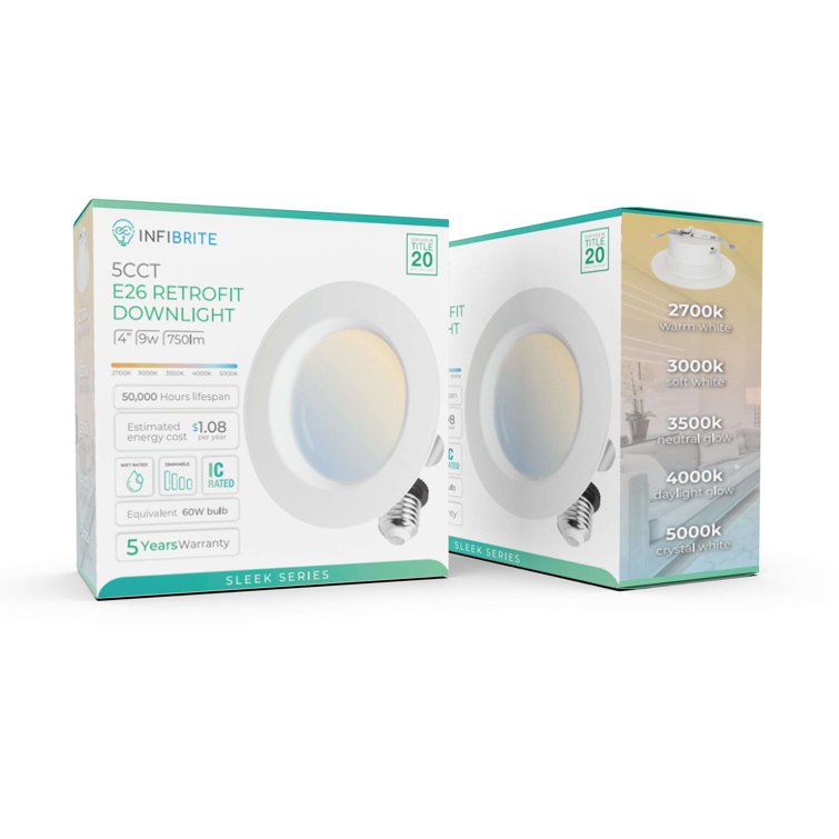 4'' White LED Smart Recessed Lighting Kit with Voice Control