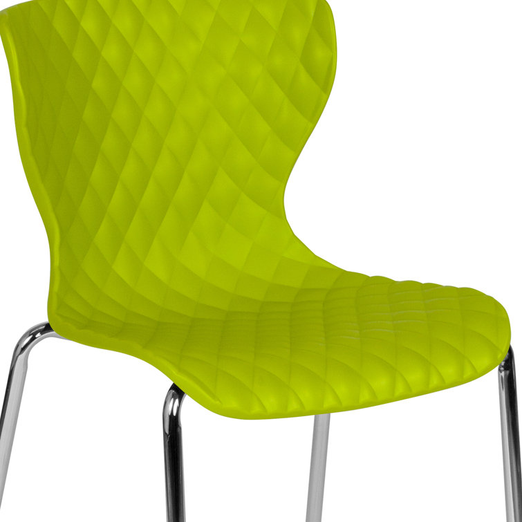Citrus Green Plastic Stacking Chairs with Metal Legs, Set of 4