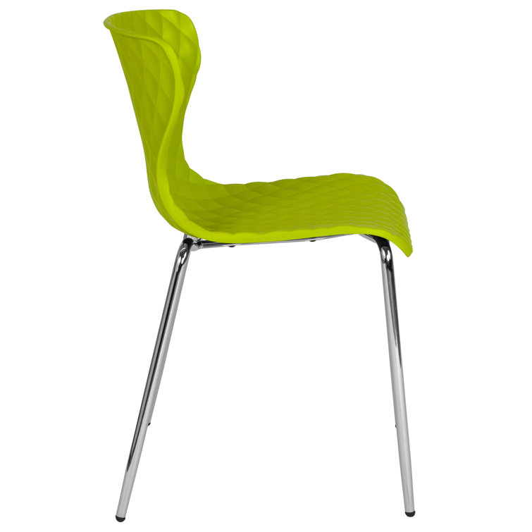Citrus Green Plastic Stacking Chairs with Metal Legs, Set of 4