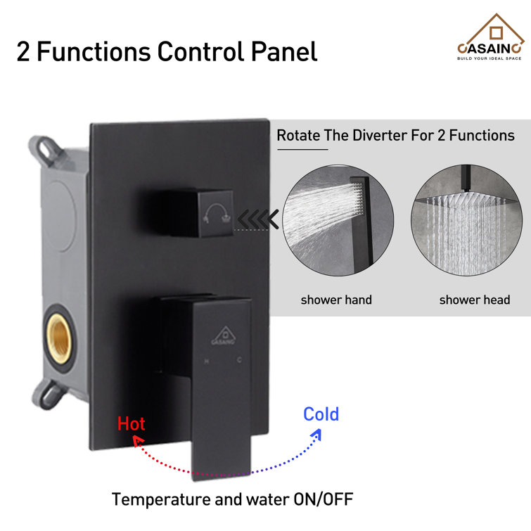 Large Matte Black Dual Square Ceiling Mounted Rain Shower System