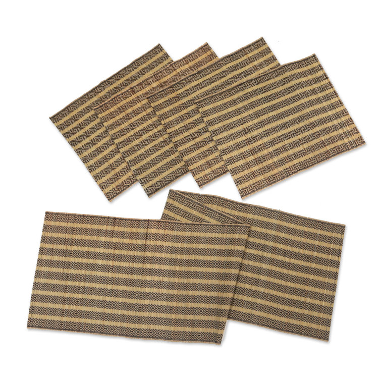 Handwoven Black and Yellow Cotton Blend Placemat Set
