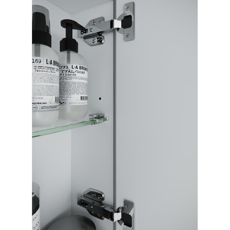White Round Steel Framed Medicine Cabinet with Mirror