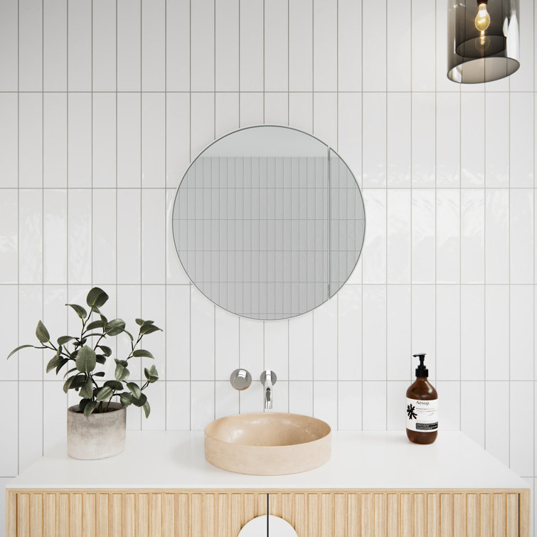 White Round Steel Framed Medicine Cabinet with Mirror