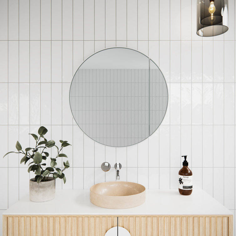 White Round Steel Framed Medicine Cabinet with Mirror