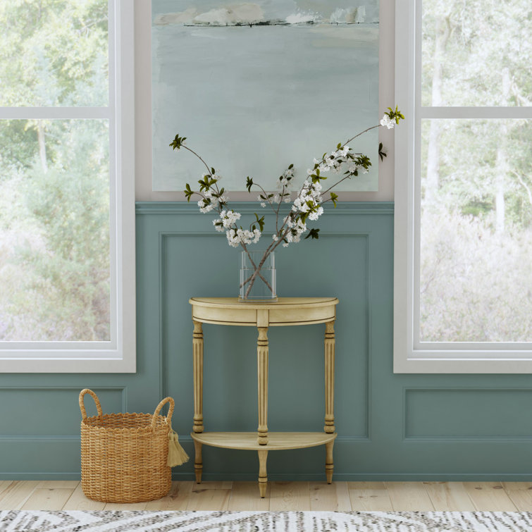 Bellini Traditional Demilune Console Table with Storage - Antique Beige