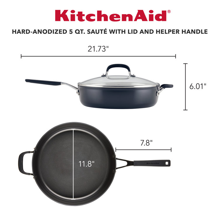 Onyx Black 5-Quart Nonstick Aluminum Saute Pan with Lid