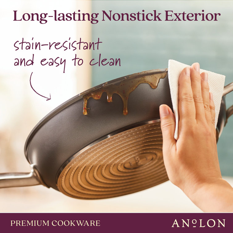 Gray Aluminum Nonstick Fry Pan with Lid, 12 Inch