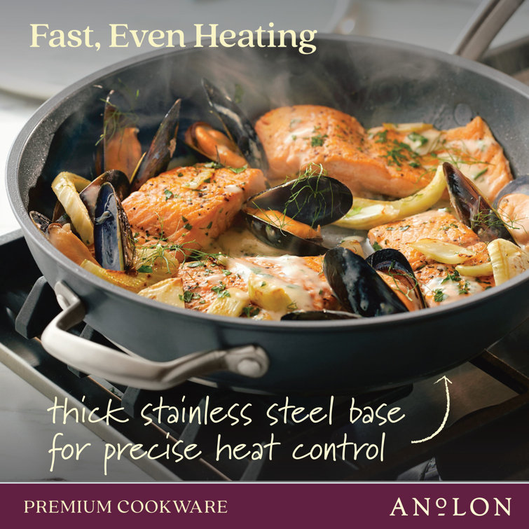 Gray Aluminum Nonstick Fry Pan with Lid, 12 Inch