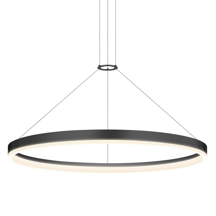Satin Black Slimline LED Island Pendant, 16" Indoor/Outdoor