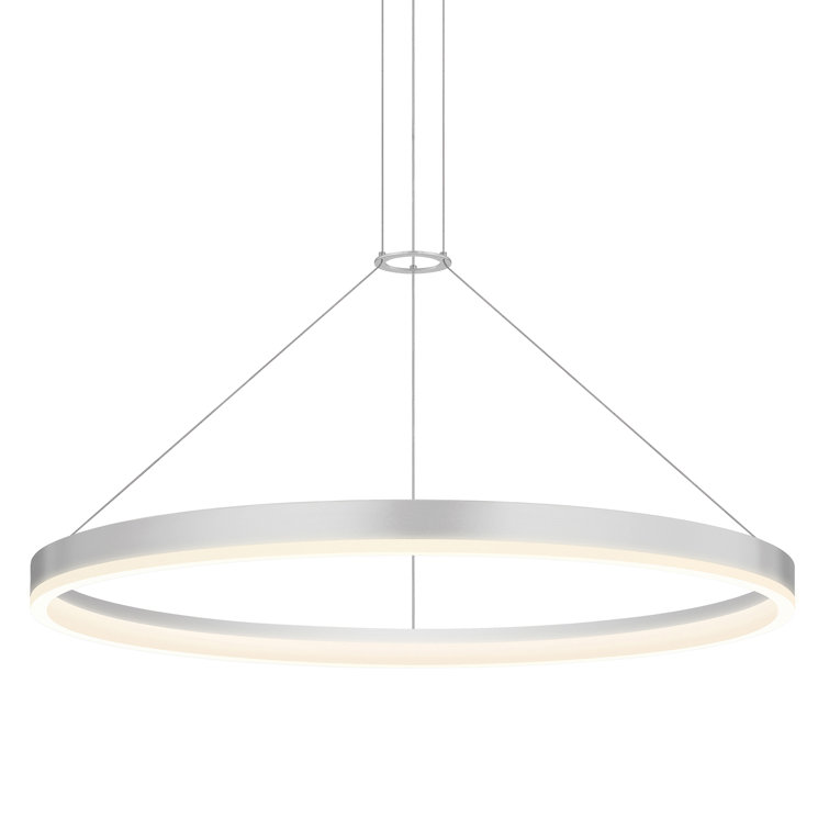 Bright Satin Aluminum LED Geometric Chandelier, 31.5" Indoor/Outdoor