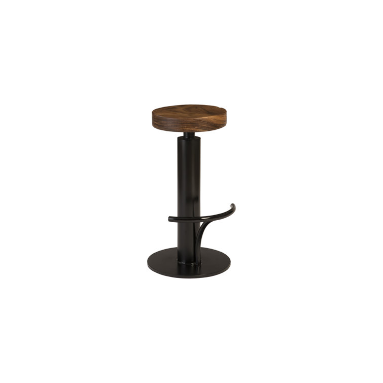 Contemporary Adjustable Swivel Bar Stool in Black and Brown