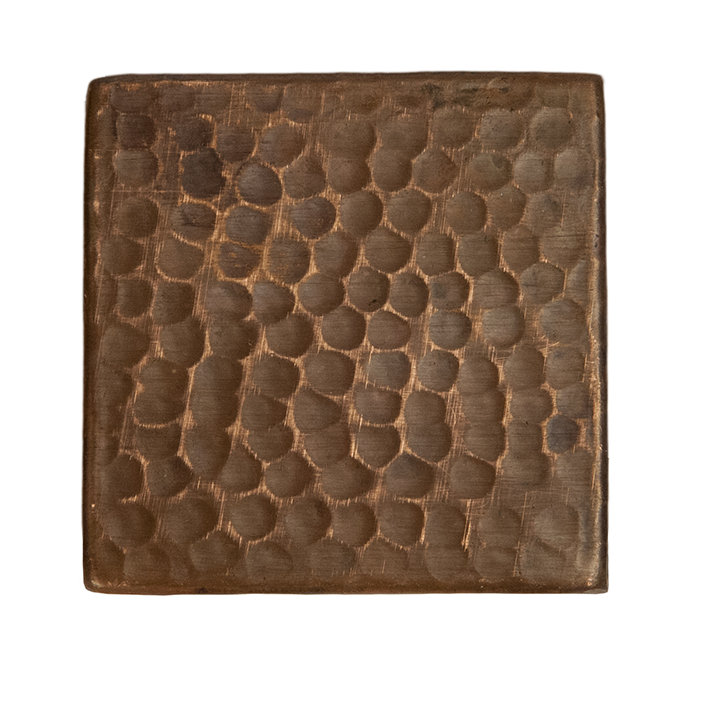 3" x 3" Hammered Oil Rubbed Bronze Copper Tiles - Set of 4