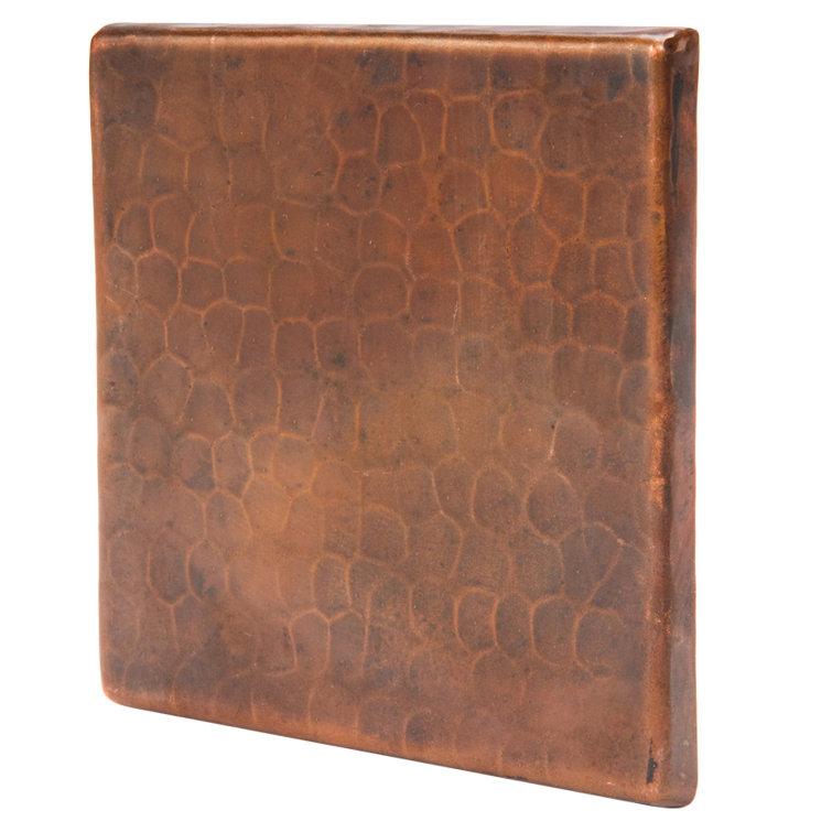 4" x 4" Hammered Copper Tile with Oil Rubbed Bronze Finish